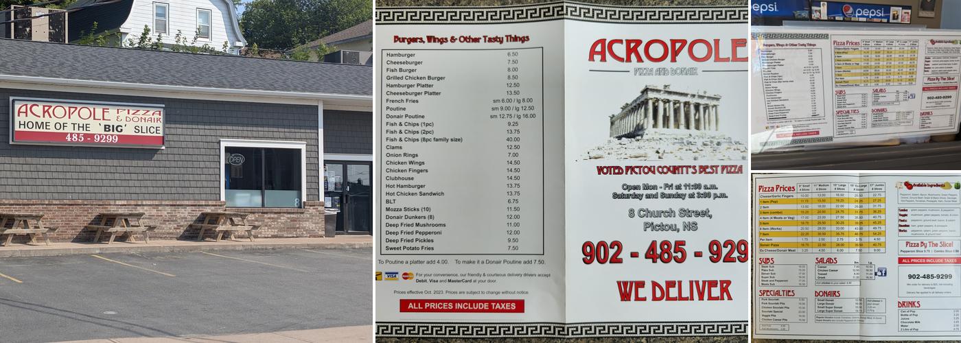 Acropole Pizza Menu