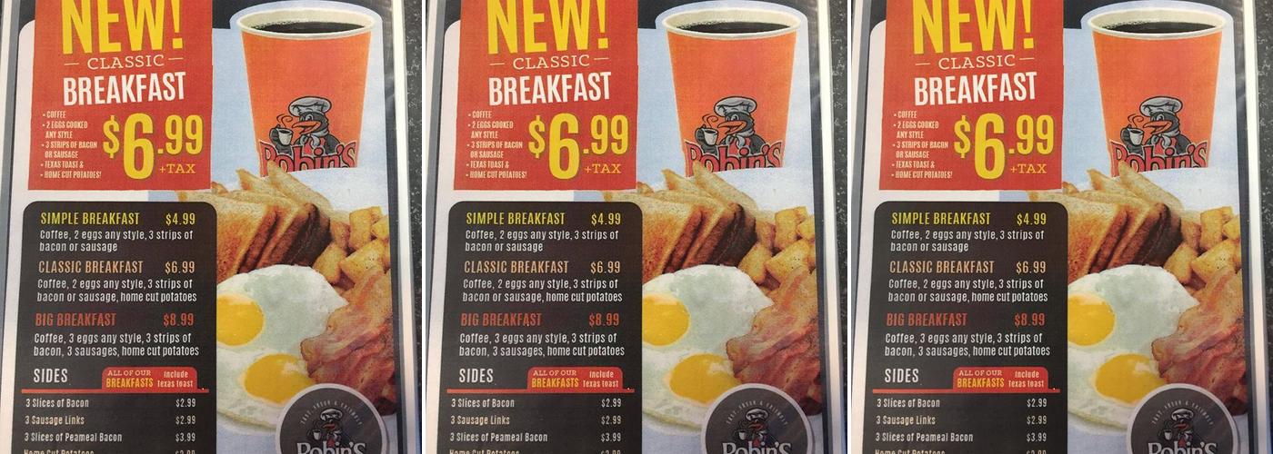 Robins Donuts Menu