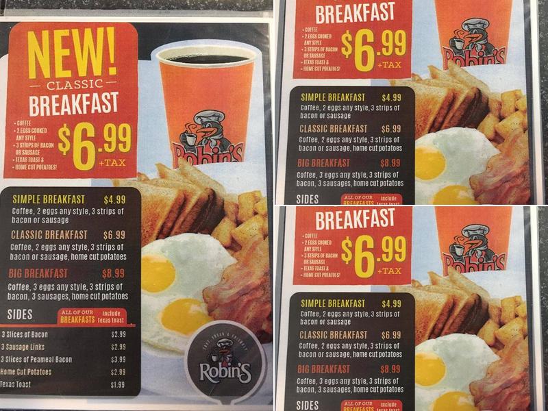 Robins Donuts Menu