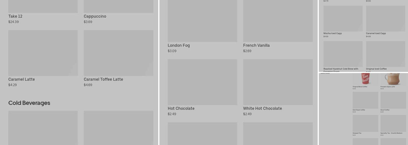 Tim Hortons Menu