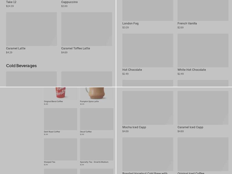 Tim Hortons Menu