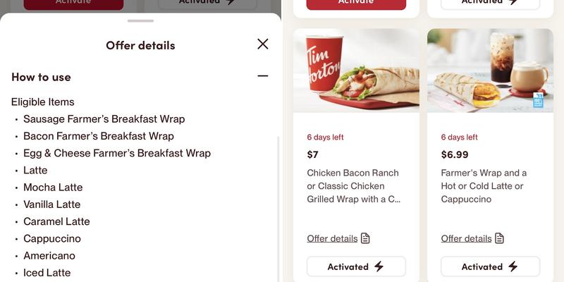Tim Hortons Menu