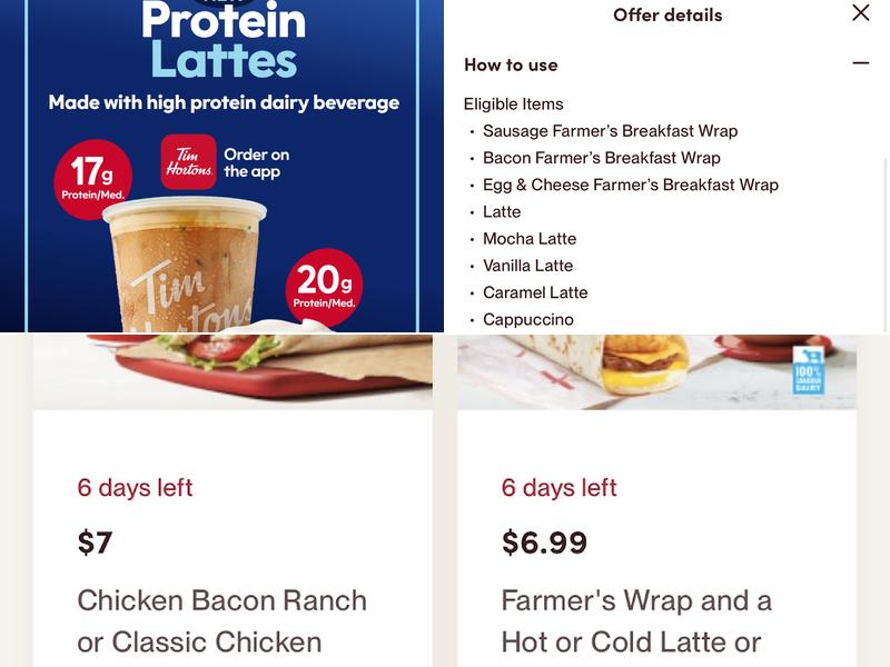 Tim Hortons Menu