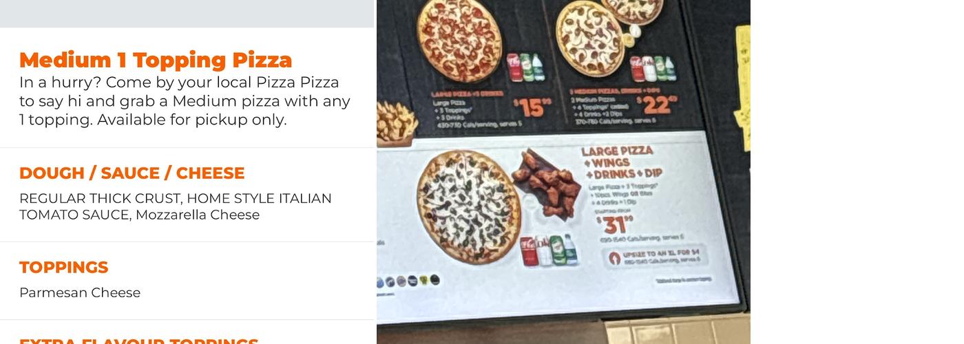 Pizza Pizza Menu