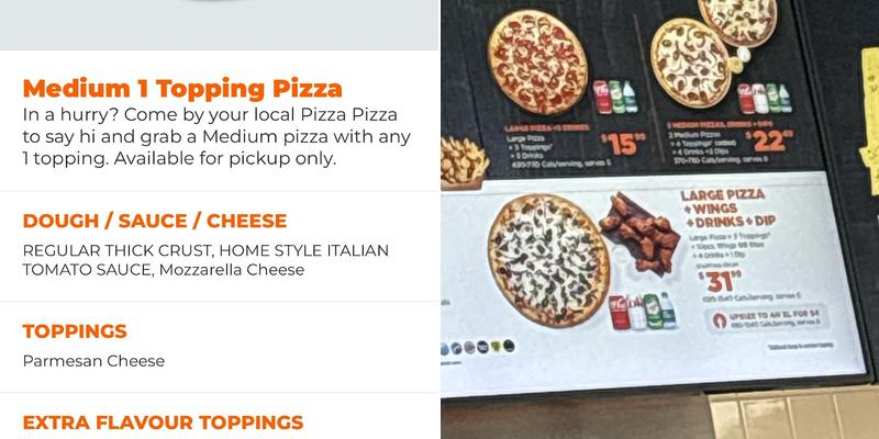 Pizza Pizza Menu