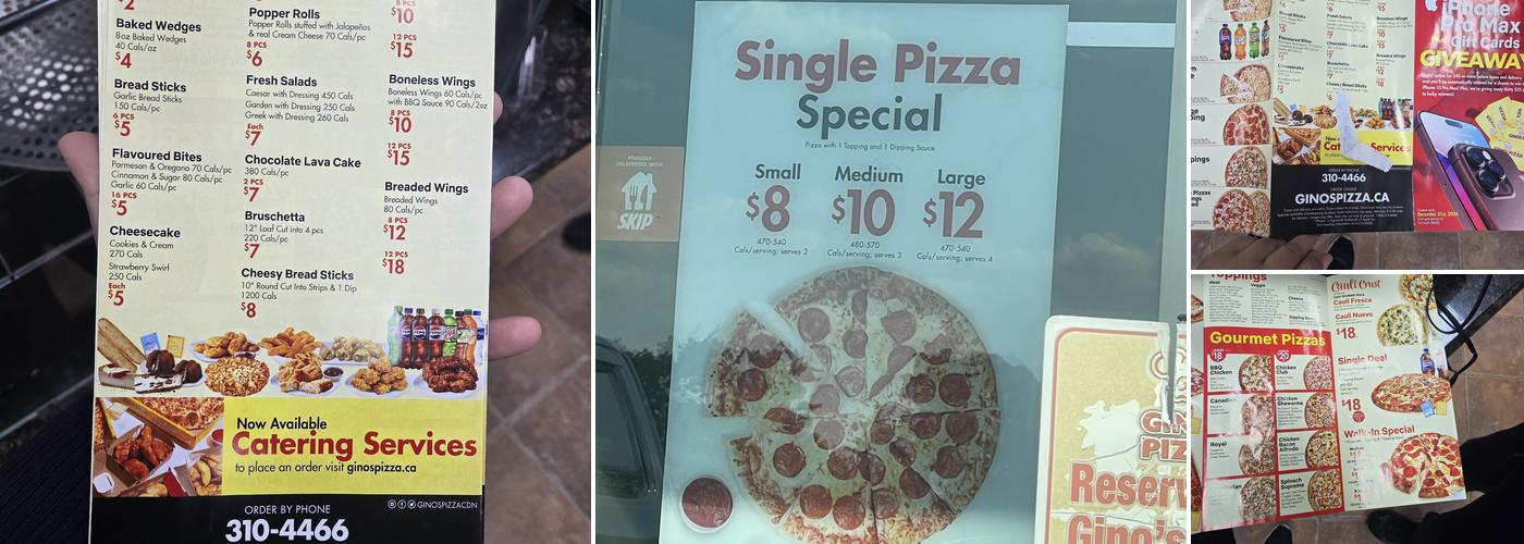 Gino's Pizza Menu