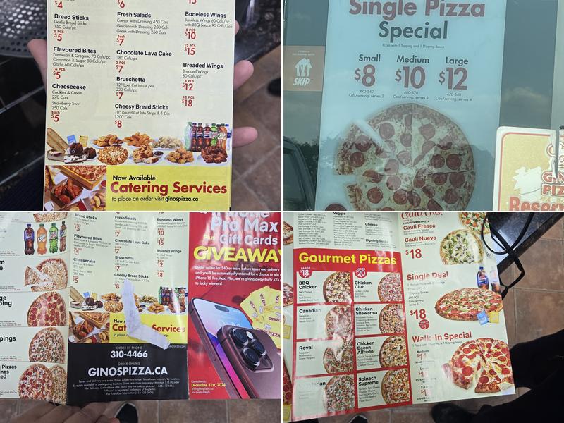 Gino's Pizza Menu