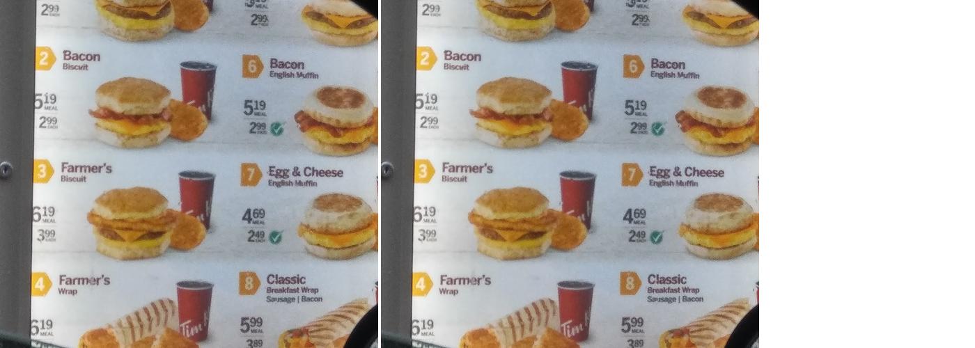 Tim Hortons Menu