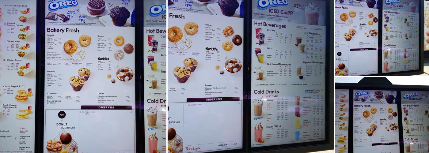 Tim Hortons Menu