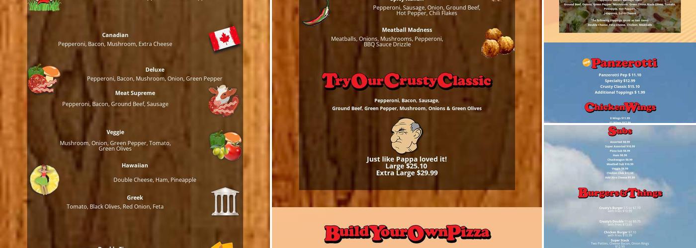 Crusty's Pizza Menu