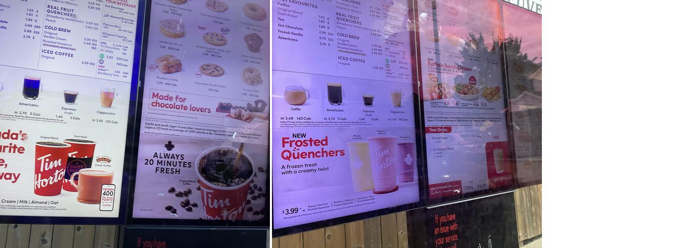 Tim Hortons Menu
