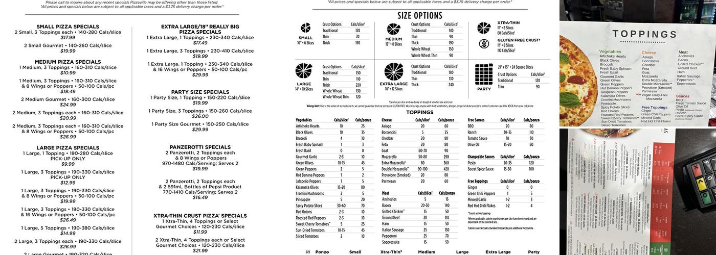 Pizzaville Menu