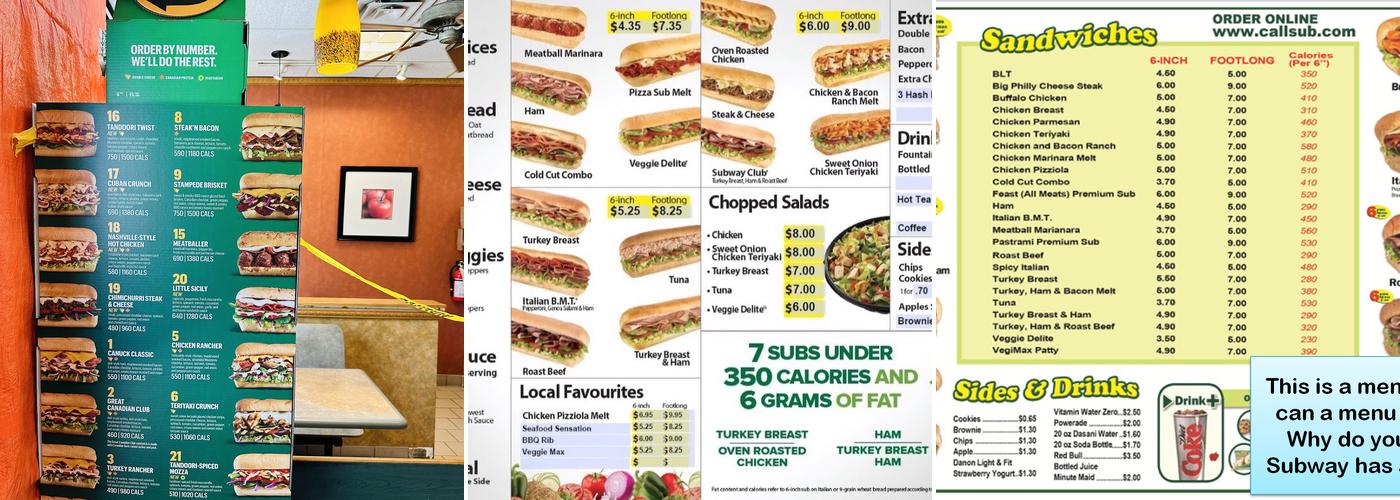 Subway Menu