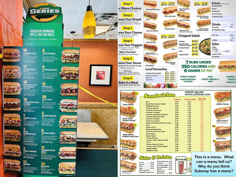 Subway Menu