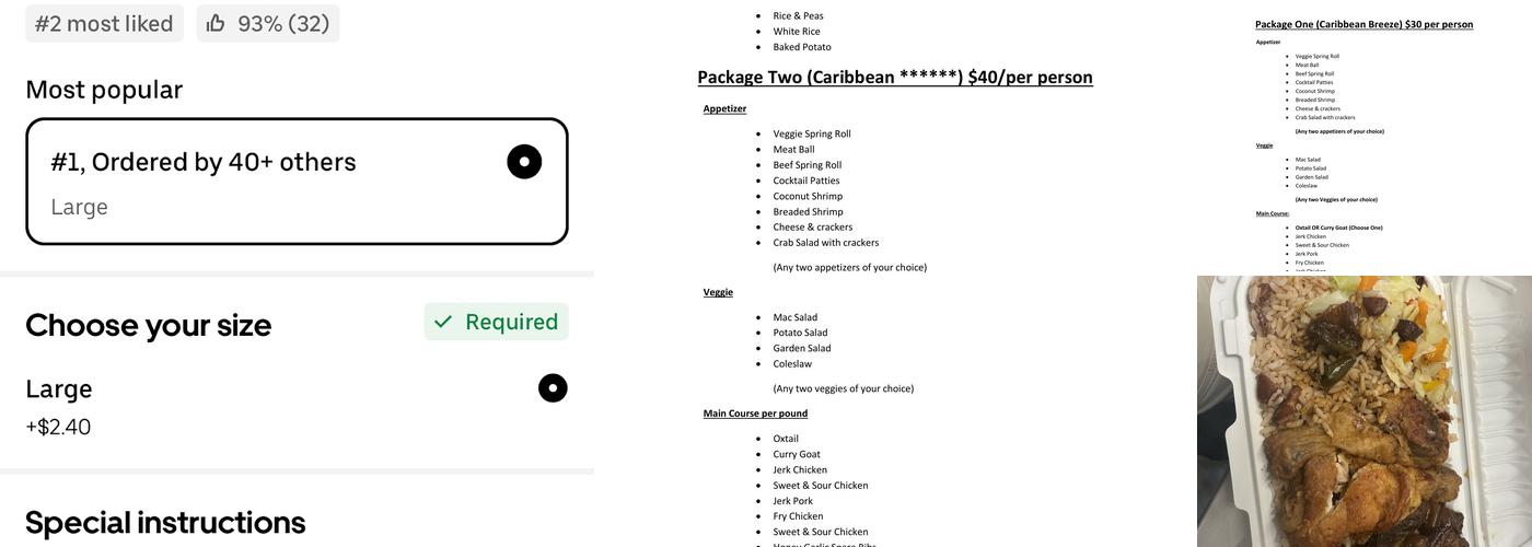 Authentic Jamaican Jerk - Caribbean Cuisine Menu