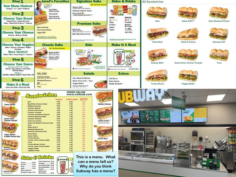 Subway Menu