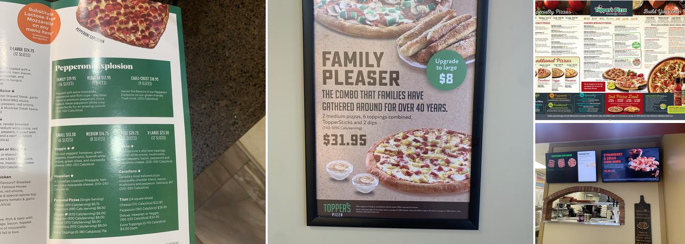Topper's Pizza — Garson Menu