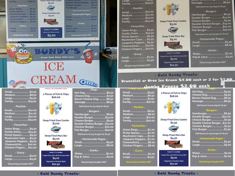 Bundy's Chip Stand Menu
