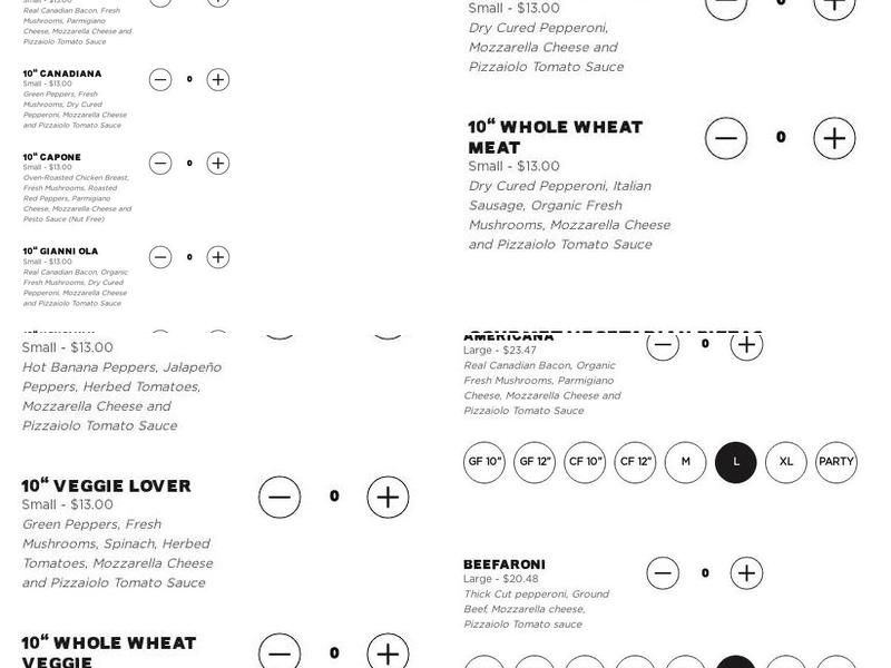 Pizzaiolo Menu
