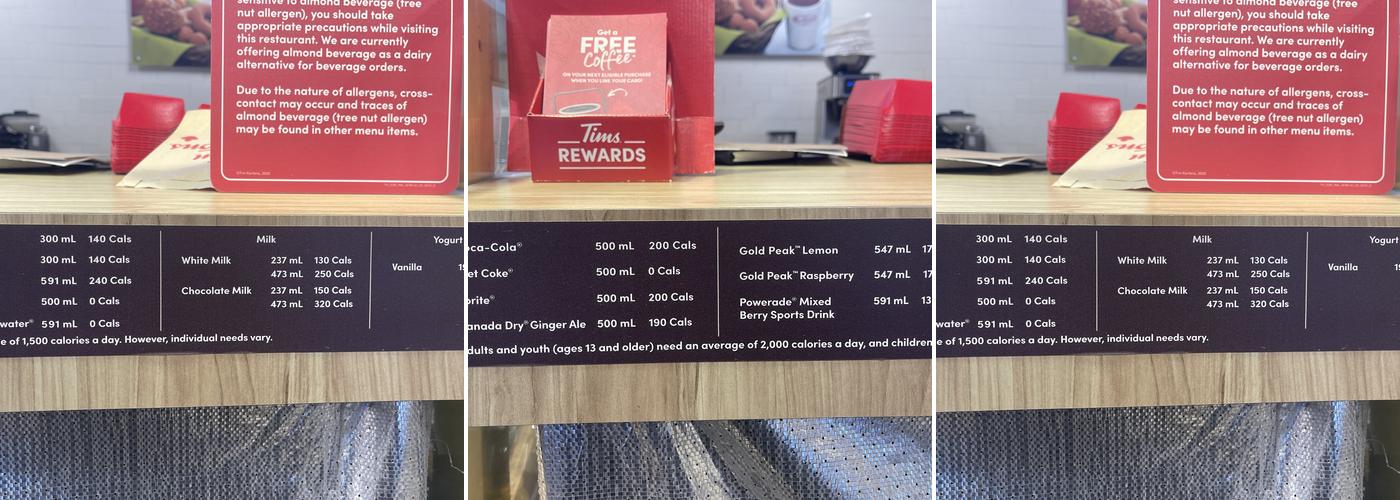 Tim Hortons Menu