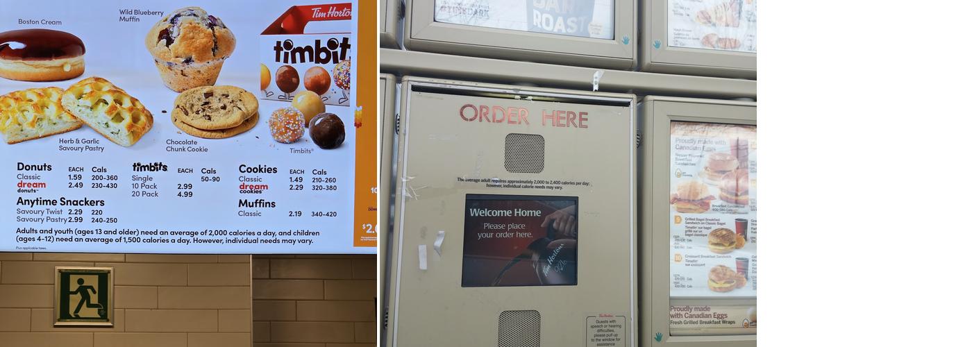 Tim Hortons Menu