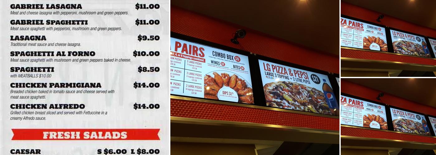 Gabriel Pizza Menu