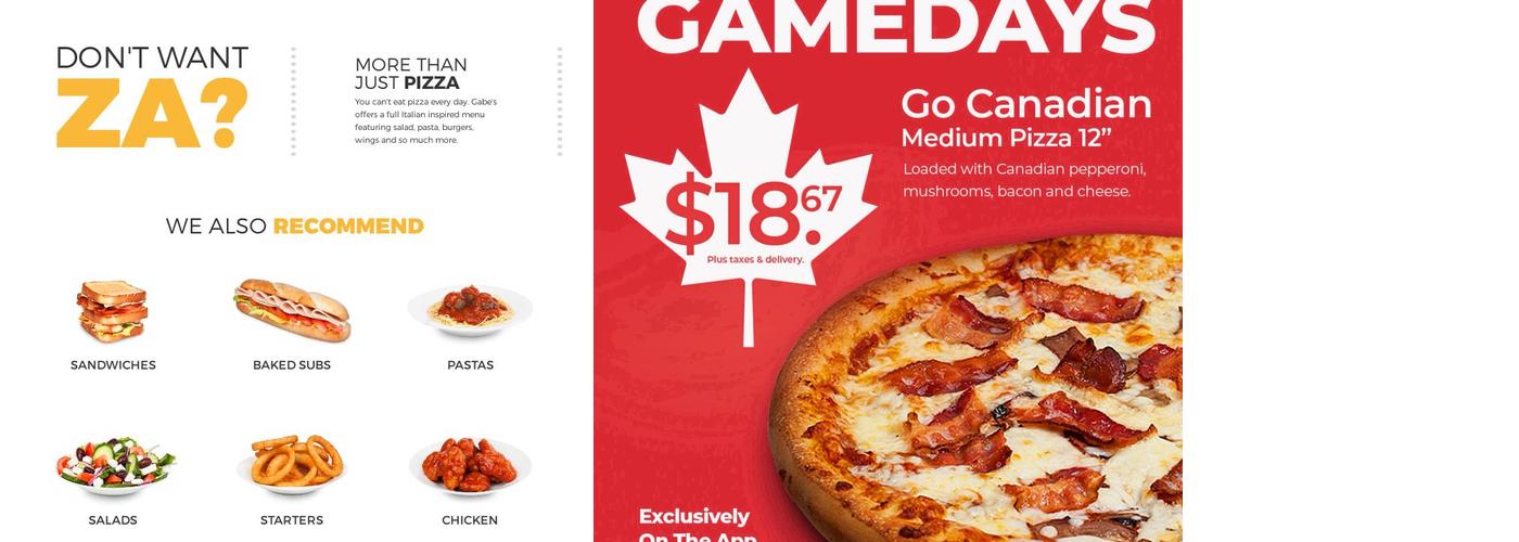 Gabriel Pizza Menu