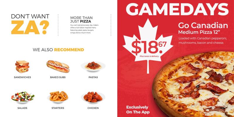 Gabriel Pizza Menu
