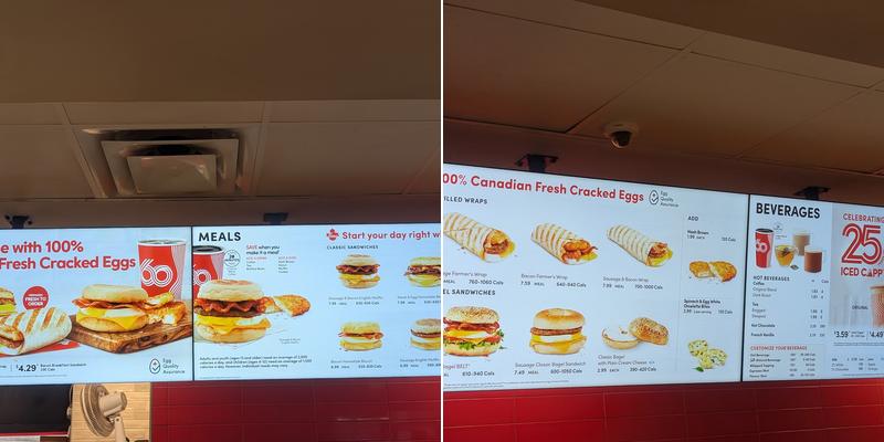 Tim Hortons Menu