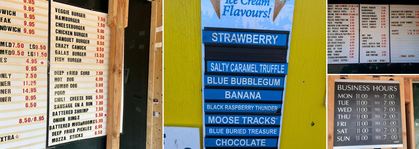Gala's Pit Stop Menu