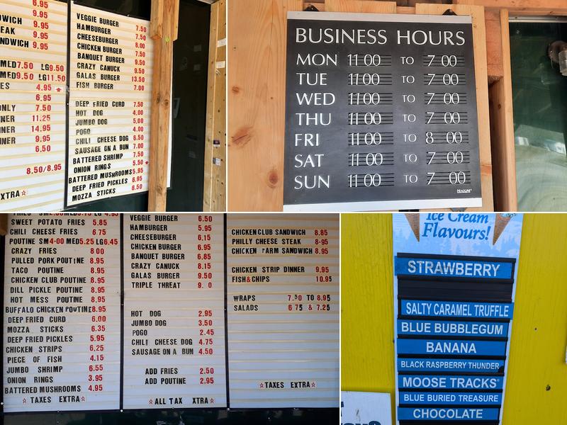 Gala's Pit Stop Menu