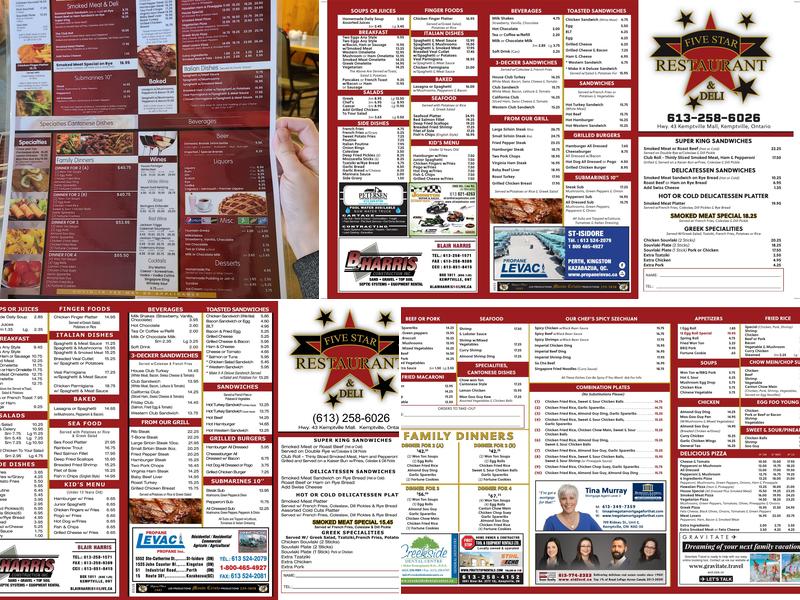 Five Star Restaurant Menu