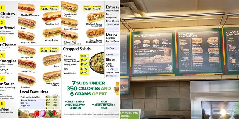 Subway Menu