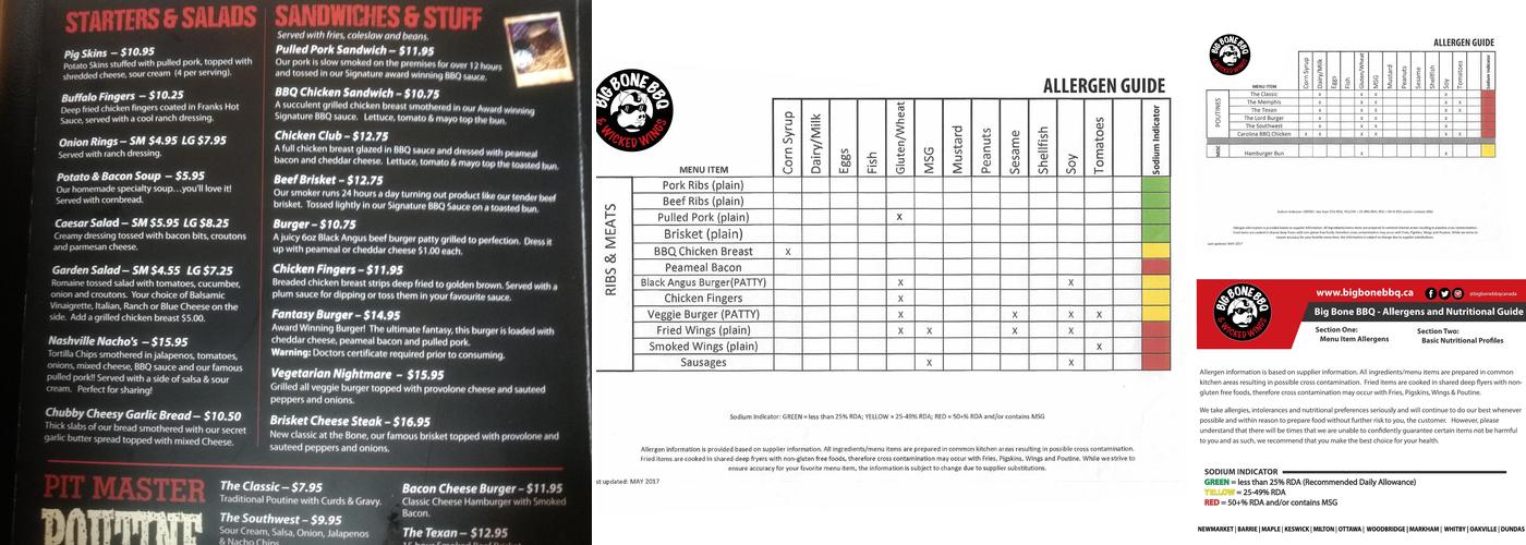 Big Bone BBQ Menu