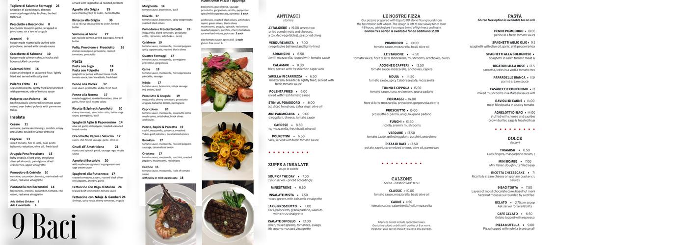 9baci Menu