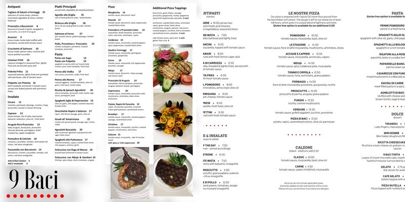 9baci Menu