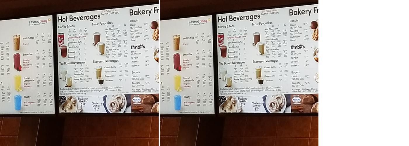 Tim Hortons Menu