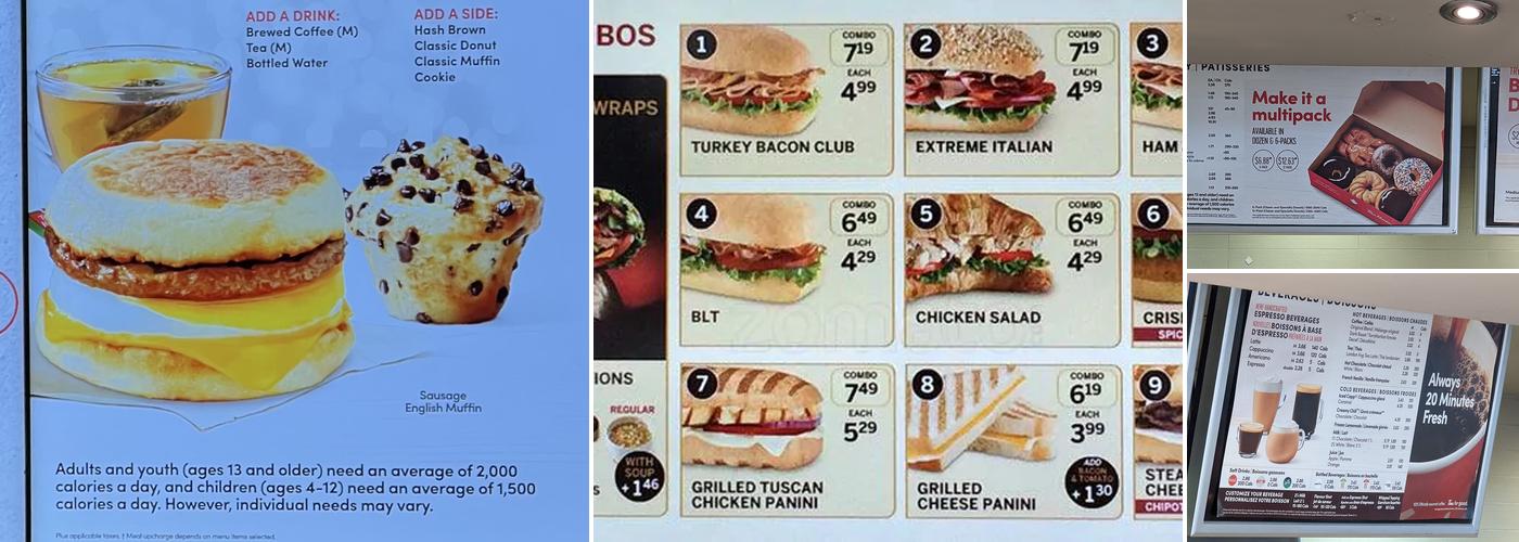Tim Hortons Menu