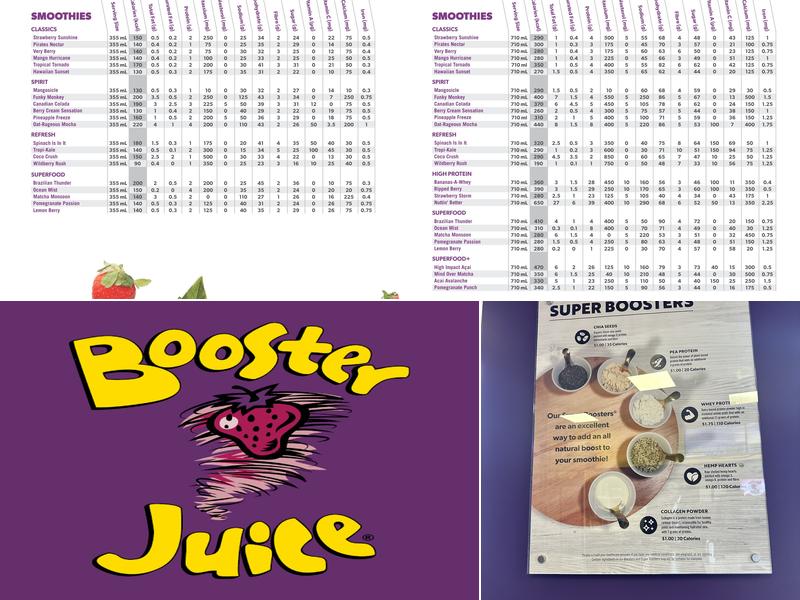 Booster Juice Menu