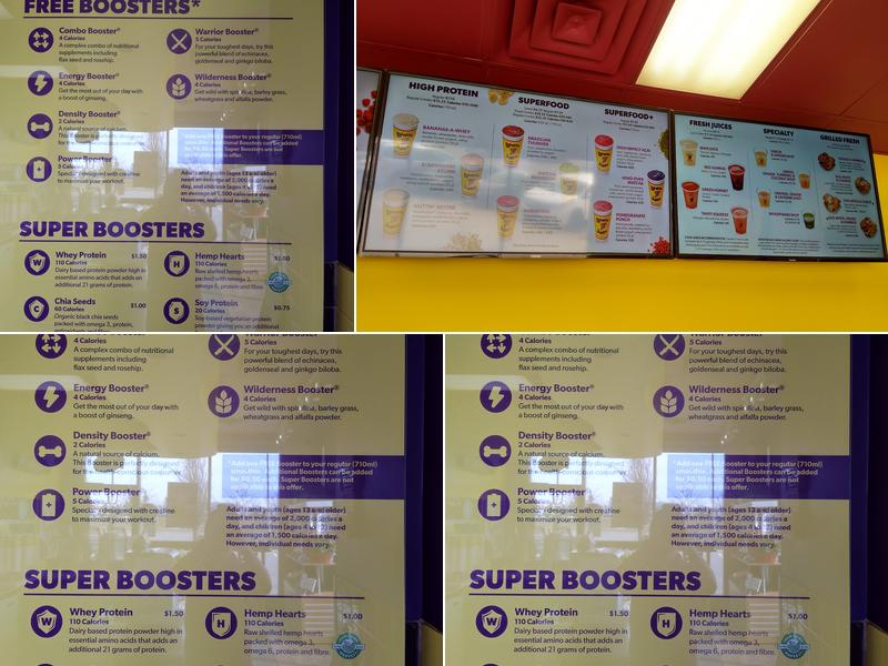 Booster Juice Menu