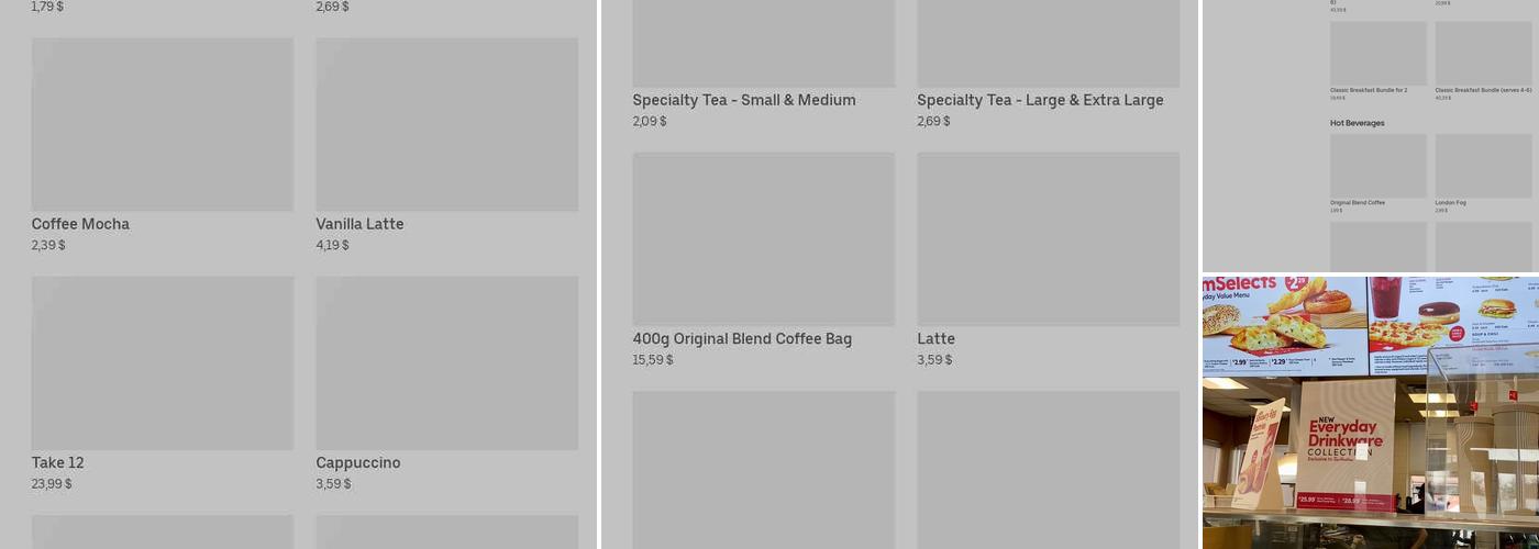 Tim Hortons Menu