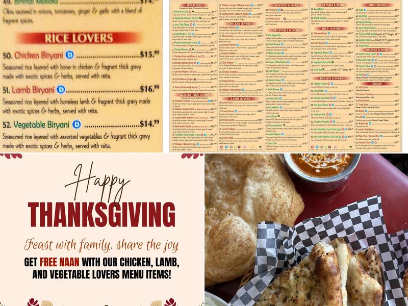 Passage To India Restaurant Menu