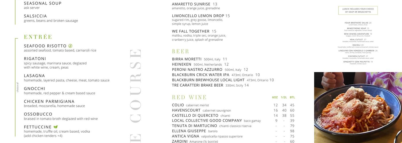 Four Brothers Cucina Menu