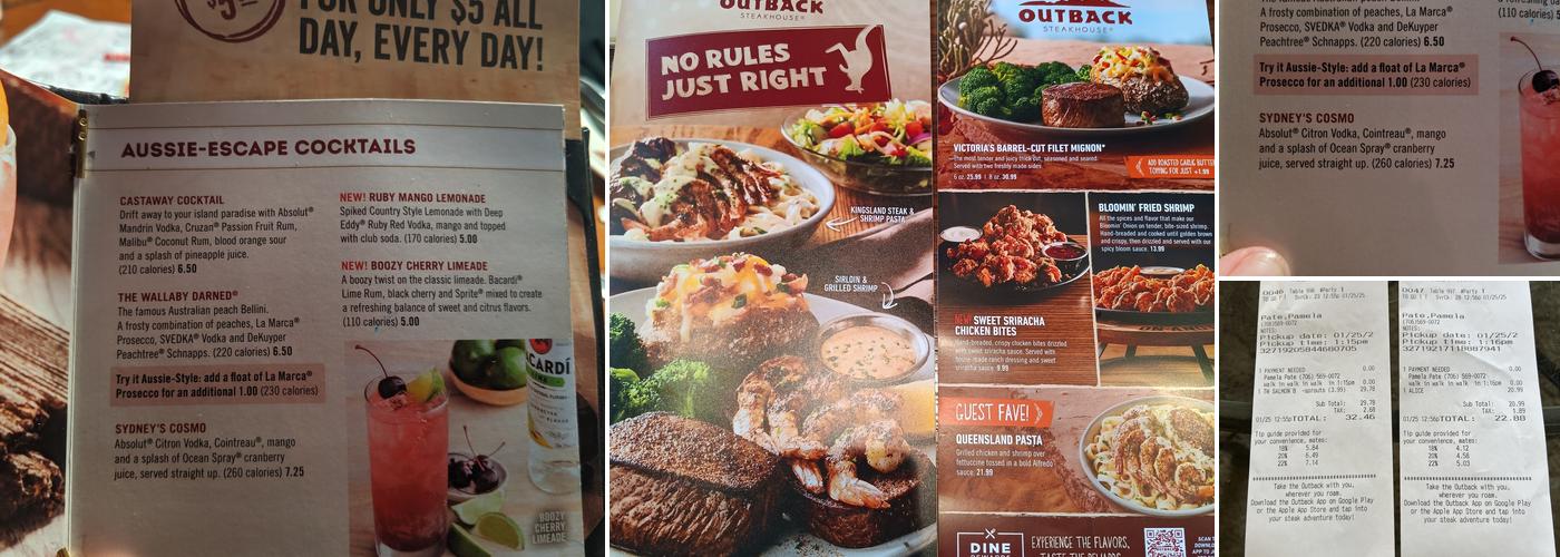 Outback Steakhouse Menu