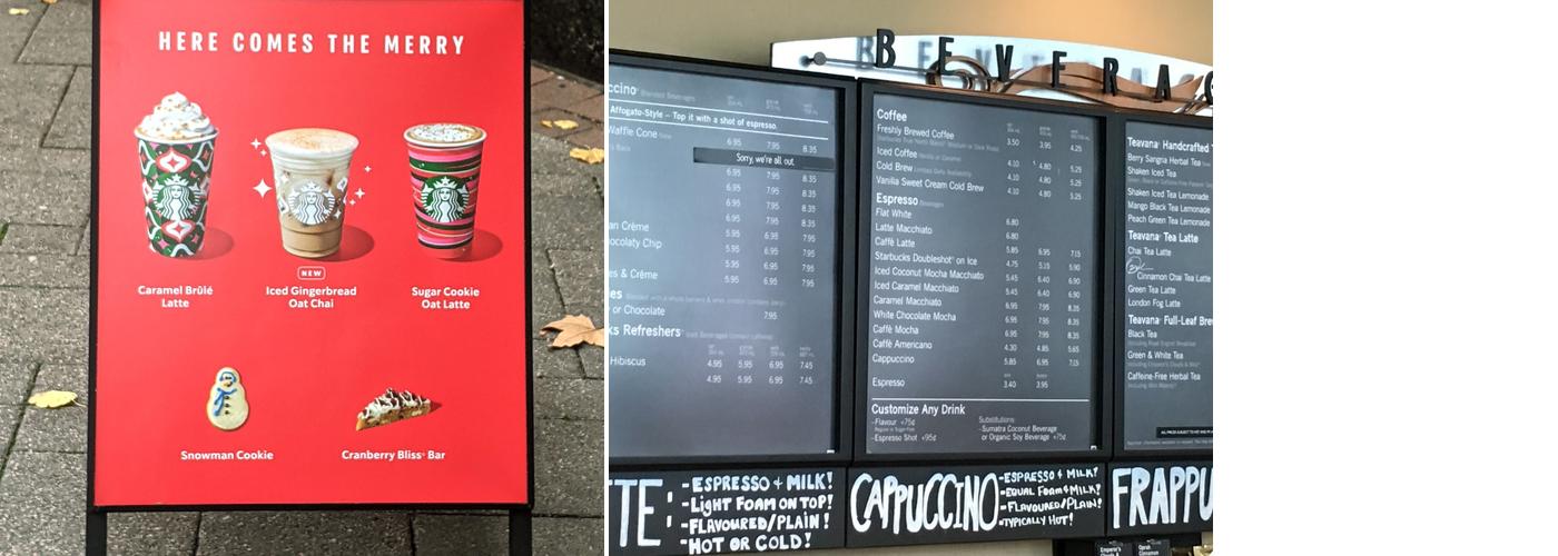 Starbucks Coffee Company Menu