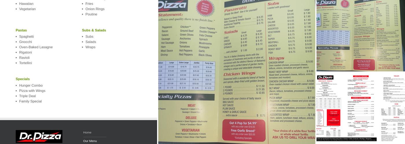 Dr Pizza Menu