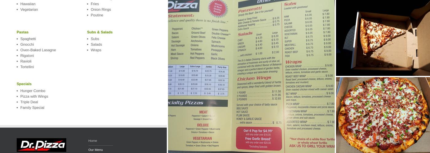 Dr Pizza Menu