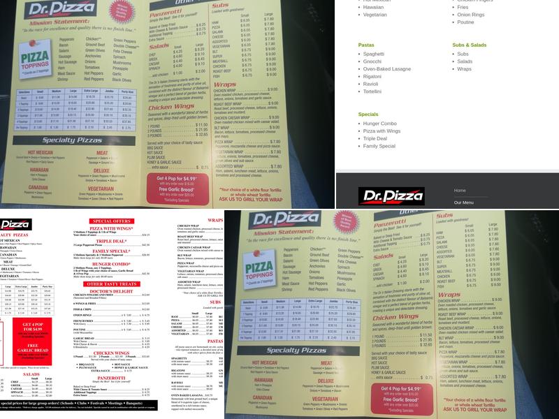 Dr Pizza Menu