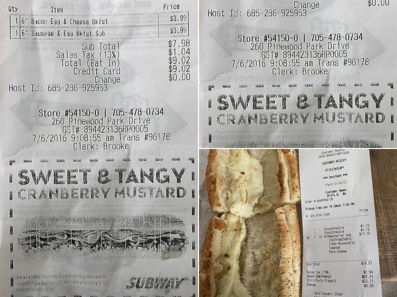Subway Menu