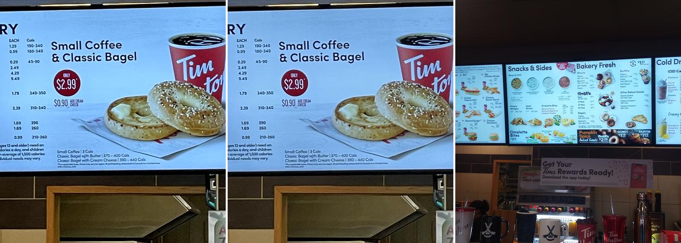 Tim Hortons Menu